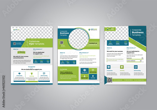 3 Creative Corporate flyer template set, business flyer, Print ready modern flyer template, Flyer, A4, Brochure, Poster, Vector template design for advertizing purpose.