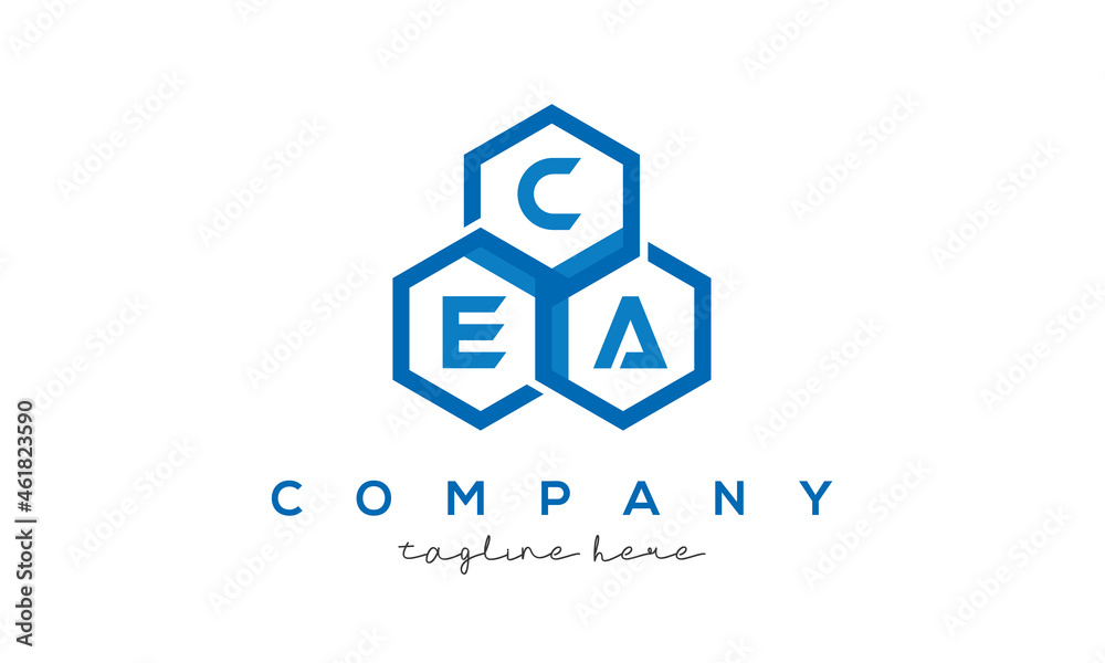 CEA three letters creative polygon hexagon logo CEA three letters creative polygon hexagon logo