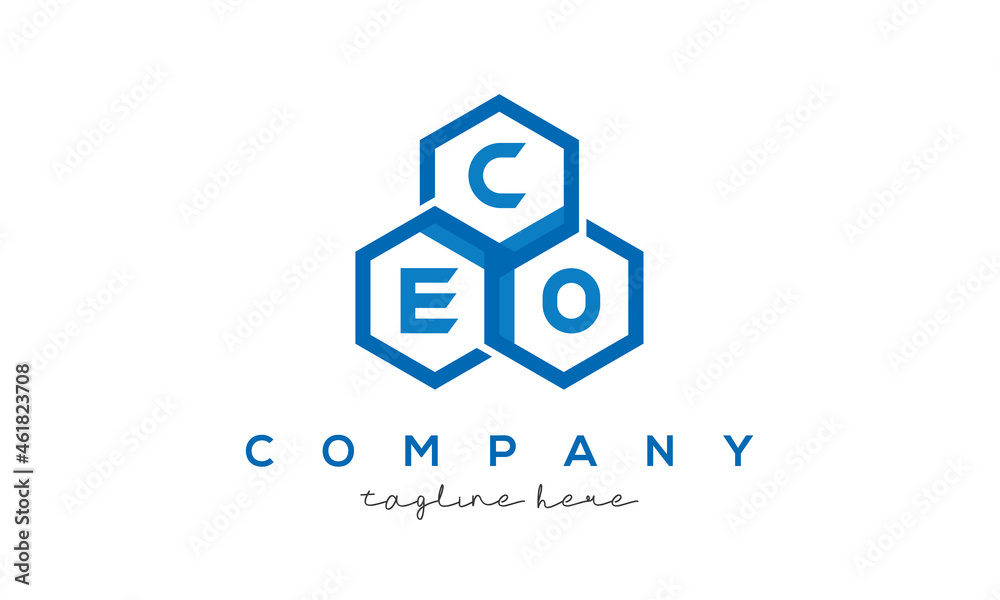 CEO three letters creative polygon hexagon logo CEO three letters creative polygon hexagon logo