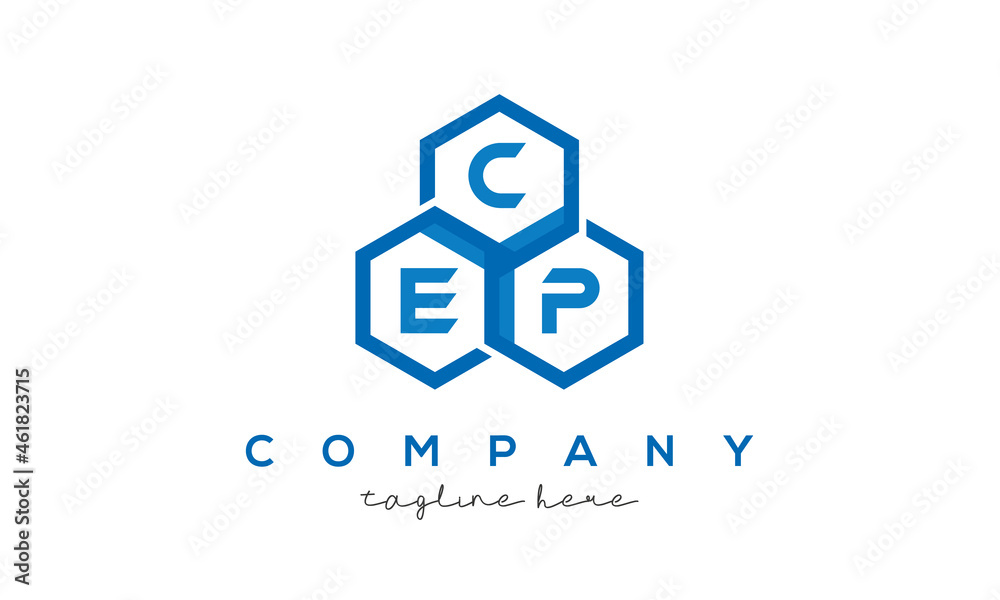 CEP three letters creative polygon hexagon logo CEP three letters creative polygon hexagon logo