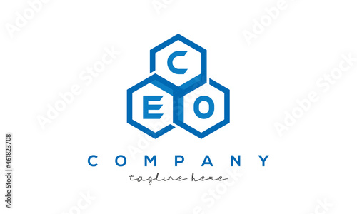 CEO three letters creative polygon hexagon logo