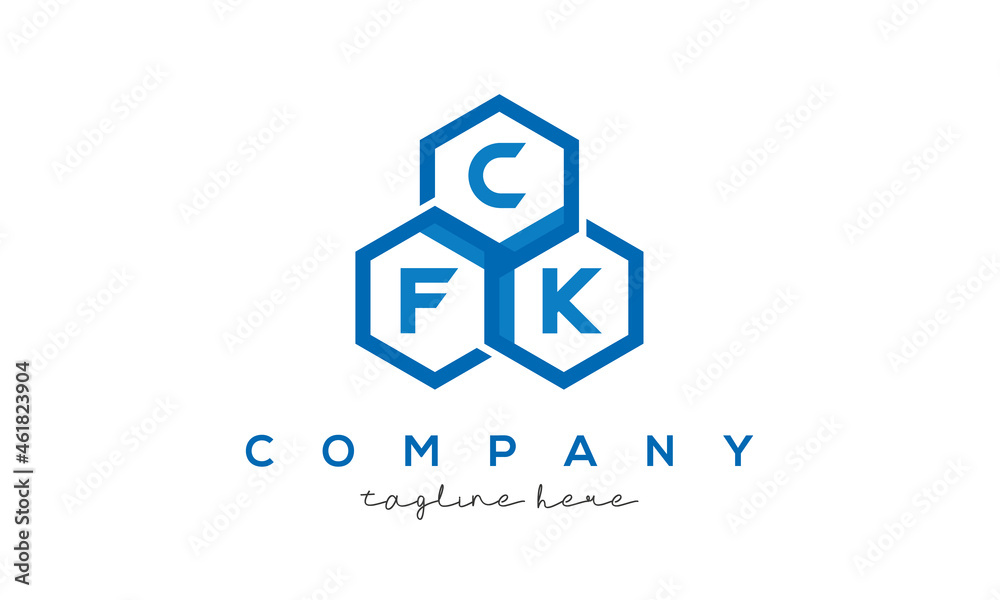 CFK three letters creative polygon hexagon logo CFK three letters creative polygon hexagon logo