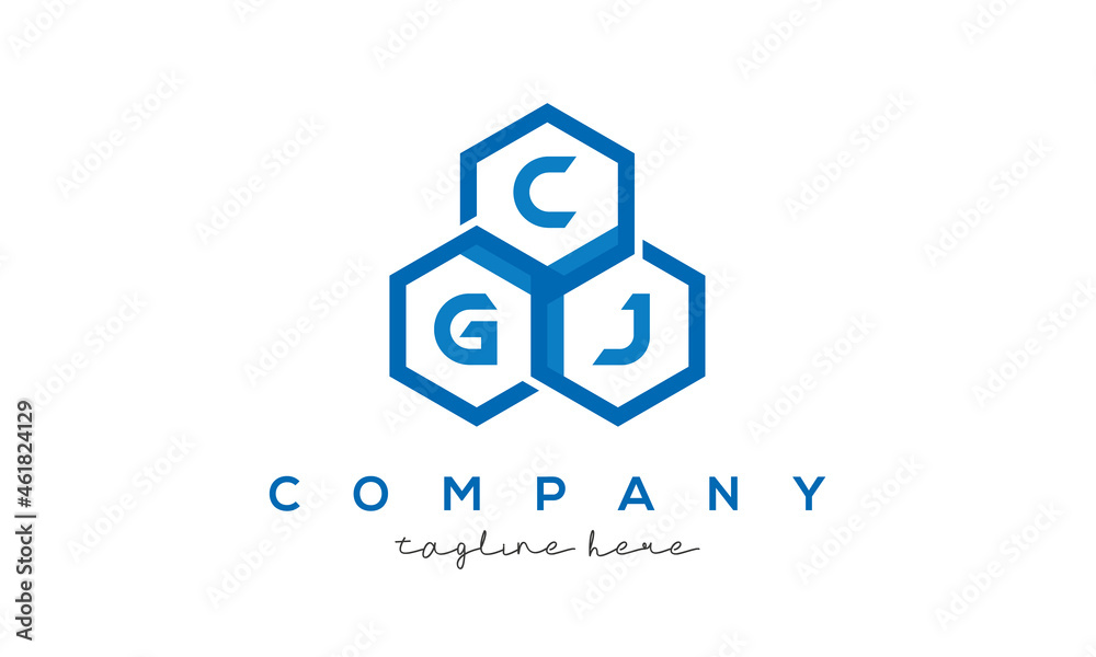CGJ three letters creative polygon hexagon logo CGJ three letters creative polygon hexagon logo