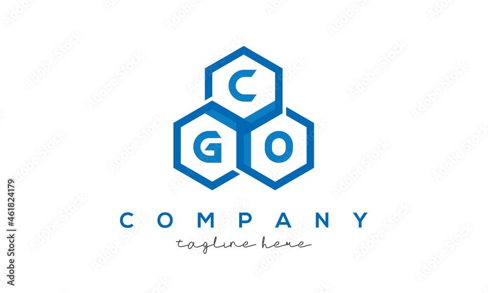 CGO three letters creative polygon hexagon logo CGO three letters creative polygon hexagon logo