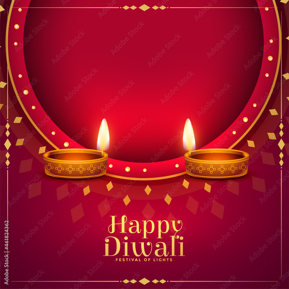 Obraz premium happy diwali indian festival diya with text space