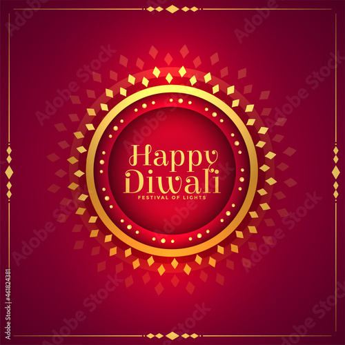 golden happy diwali premium mandala frame card design