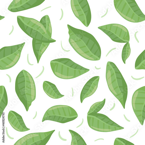 Repeating pattern with green rowan leaves. Designed for fabric design  textile printing  cover.