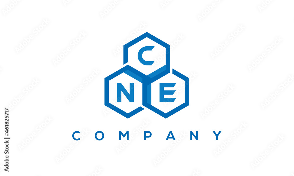 CNE three letters creative polygon hexagon logo CNE three letters creative polygon hexagon logo