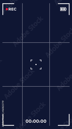 Camera screen frame, video recording, vertical orientation