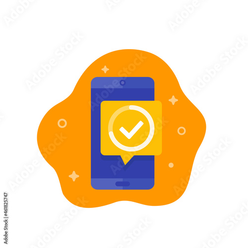 completed progress icon with smart phone