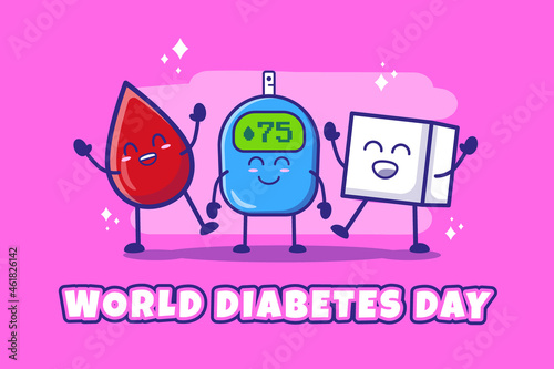 Flat design world diabetes day illustration vector