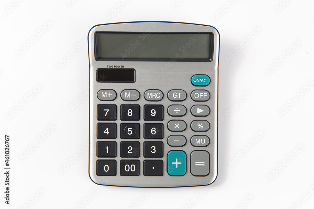 a silver calculator isolated on white backgrouond a silver calculator isolated on white backgrouond