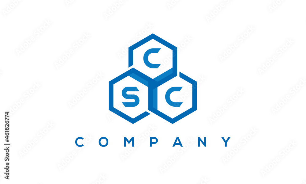 CSC three letters creative polygon hexagon logo CSC three letters creative polygon hexagon logo