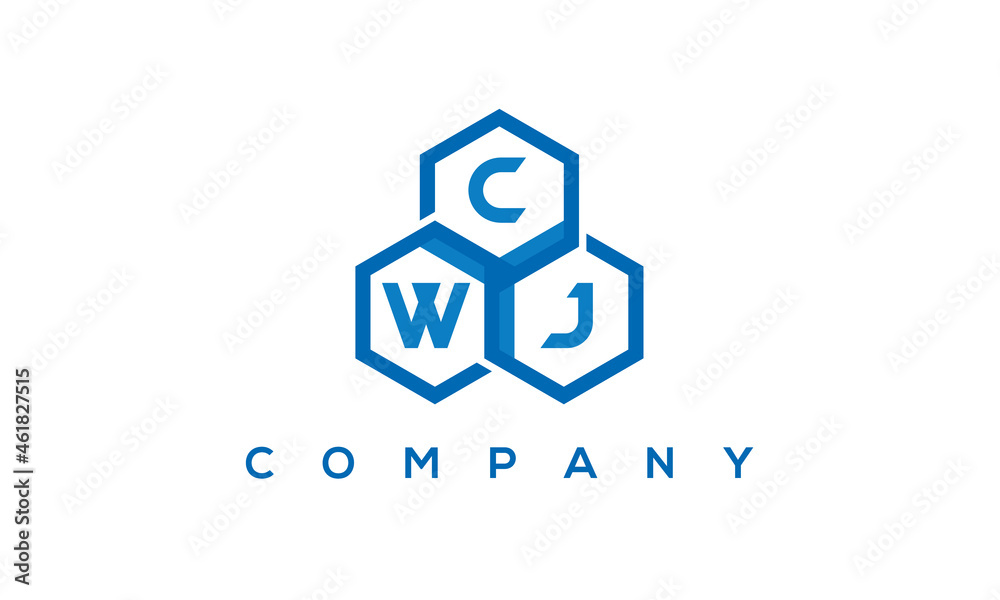 CWJ three letters creative polygon hexagon logo CWJ three letters creative polygon hexagon logo
