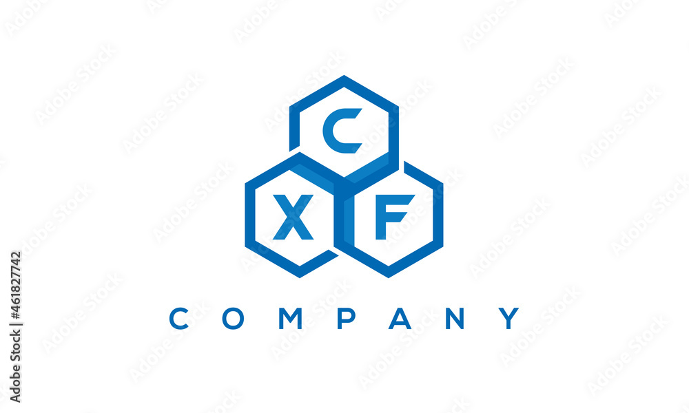 CXF three letters creative polygon hexagon logo CXF three letters creative polygon hexagon logo