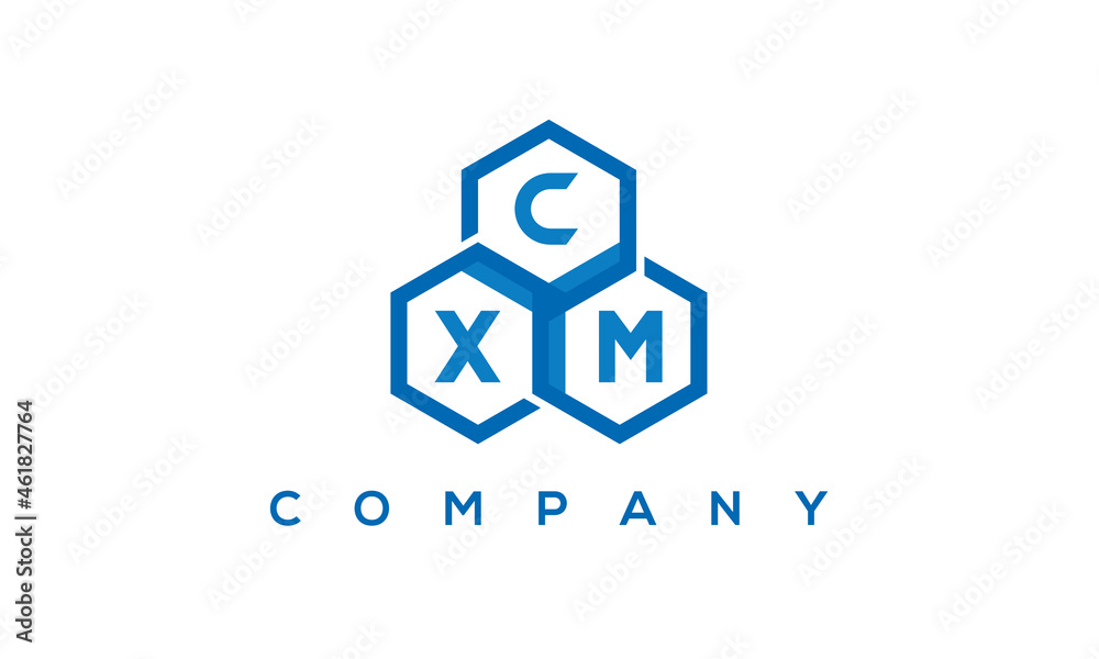 CXM three letters creative polygon hexagon logo CXM three letters creative polygon hexagon logo