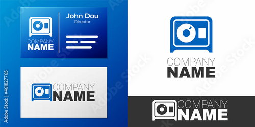 Logotype Safe icon isolated on white background. The door safe a bank vault with a combination lock. Reliable Data Protection. Logo design template element. Vector