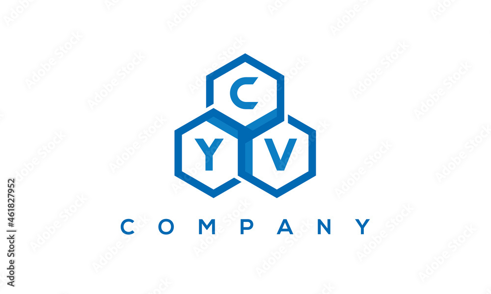 CYV three letters creative polygon hexagon logo CYV three letters creative polygon hexagon logo