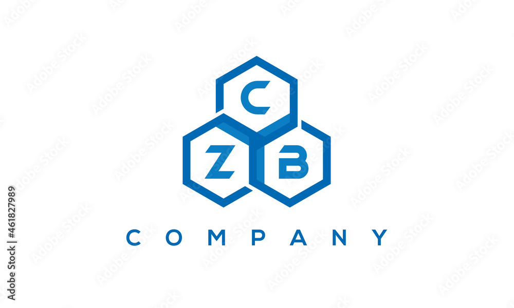 CZB three letters creative polygon hexagon logo CZB three letters creative polygon hexagon logo