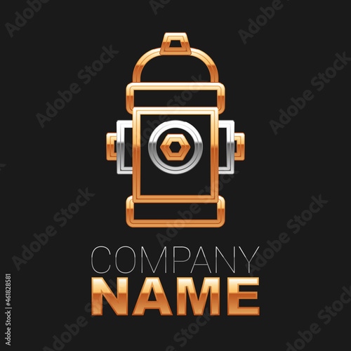 Line Fire hydrant icon isolated on black background. Colorful outline concept. Vector