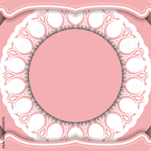 Pink background with vintage white pattern and space for your logo