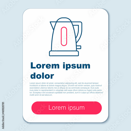 Line Electric kettle icon isolated on grey background. Teapot icon. Colorful outline concept. Vector