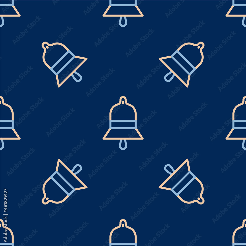 Line Train station bell icon isolated seamless pattern on blue background. Vector Line Train station bell icon isolated seamless pattern on blue background. Vector