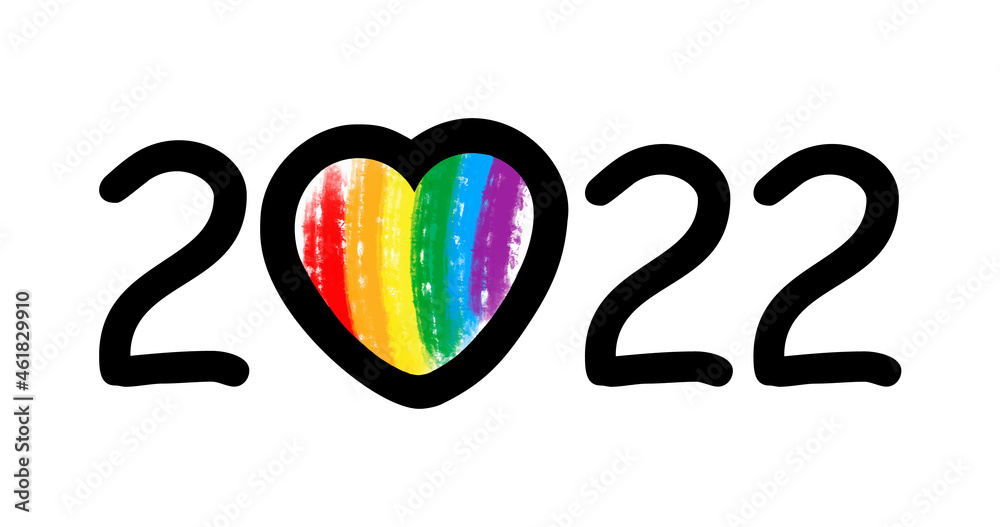 logo lgbt 2022 pride month with rainbow heart. vector symbol of pride ...