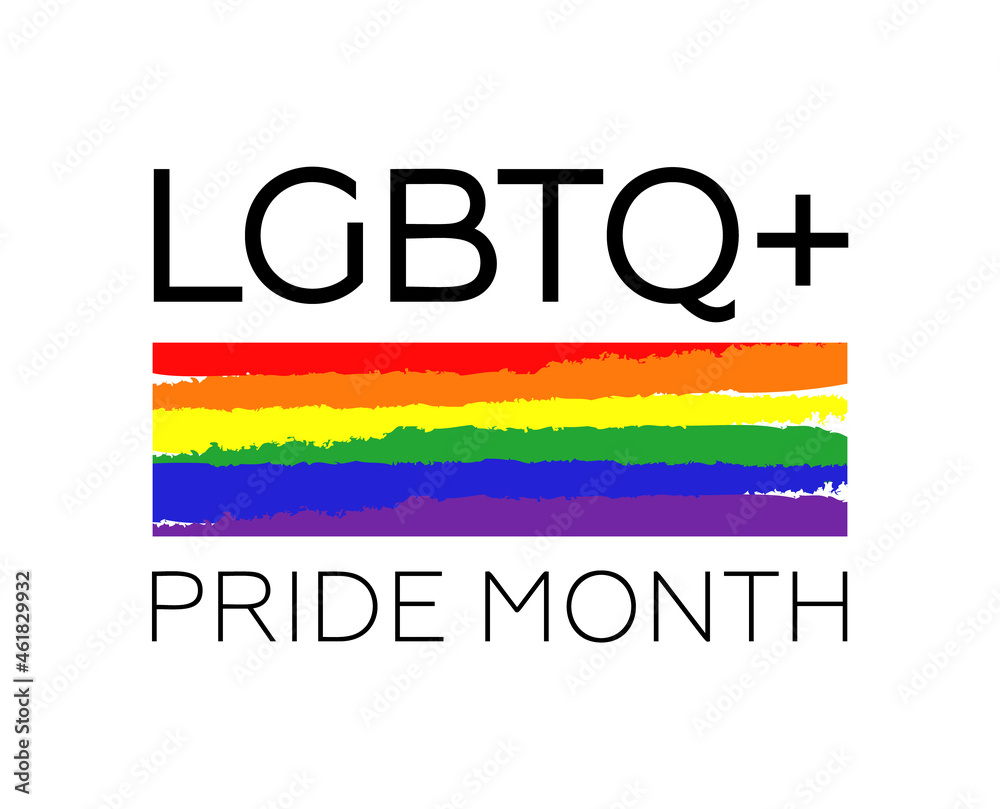 lgbtq pride month logo with rainbow flag. vector symbol of pride month