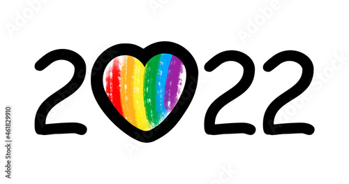logo lgbt 2022 pride month with rainbow heart. vector symbol of pride month support. isolated by layers on white for any design.