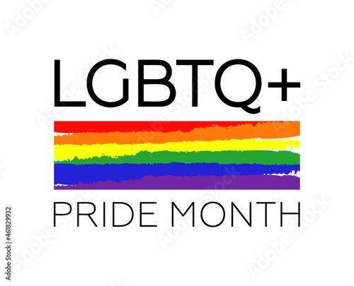LGBTQ Pride Month rainbow logo. Vector symbol of Pride Month support.