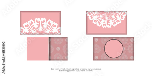 Business card in pink with luxurious white ornaments for your personality.