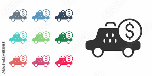 Black Taximeter device icon isolated on white background. Measurement appliance for passenger fare in taxi car. Set icons colorful. Vector