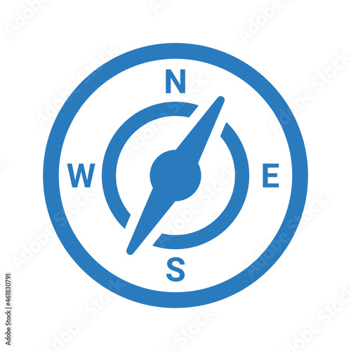 Browser, compass icon. Blue color design.