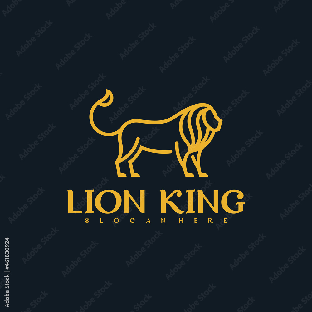 Fototapeta premium Lion logo line art vector design template