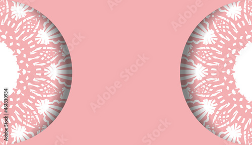 Pink background with Indian white ornaments and place for logo or text