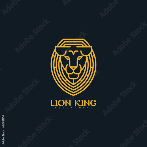 Lion logo line art vector design template