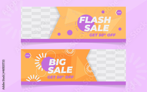 banner flash sales, abstract themed and discounts.