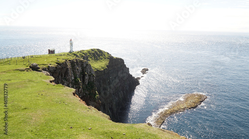 Akraberg lighthouse on Suðuroy Island in the Faroe Islands of Denmark.