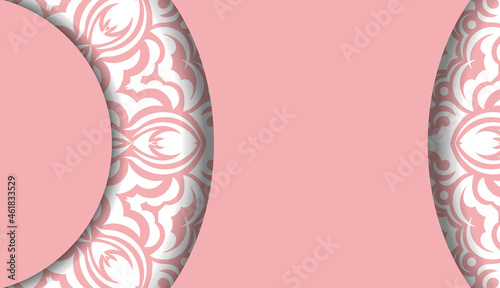 Pink banner template with vintage white pattern and place under your text
