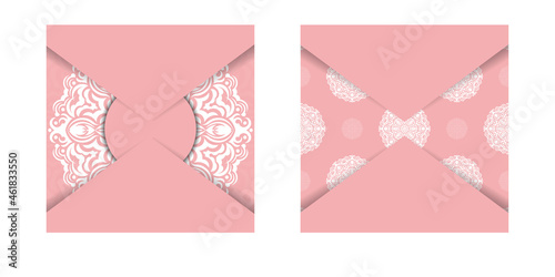 Pink color brochure template with luxurious white pattern for your brand.