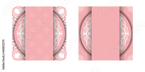 Brochure template in pink with luxurious white pattern prepared for typography.