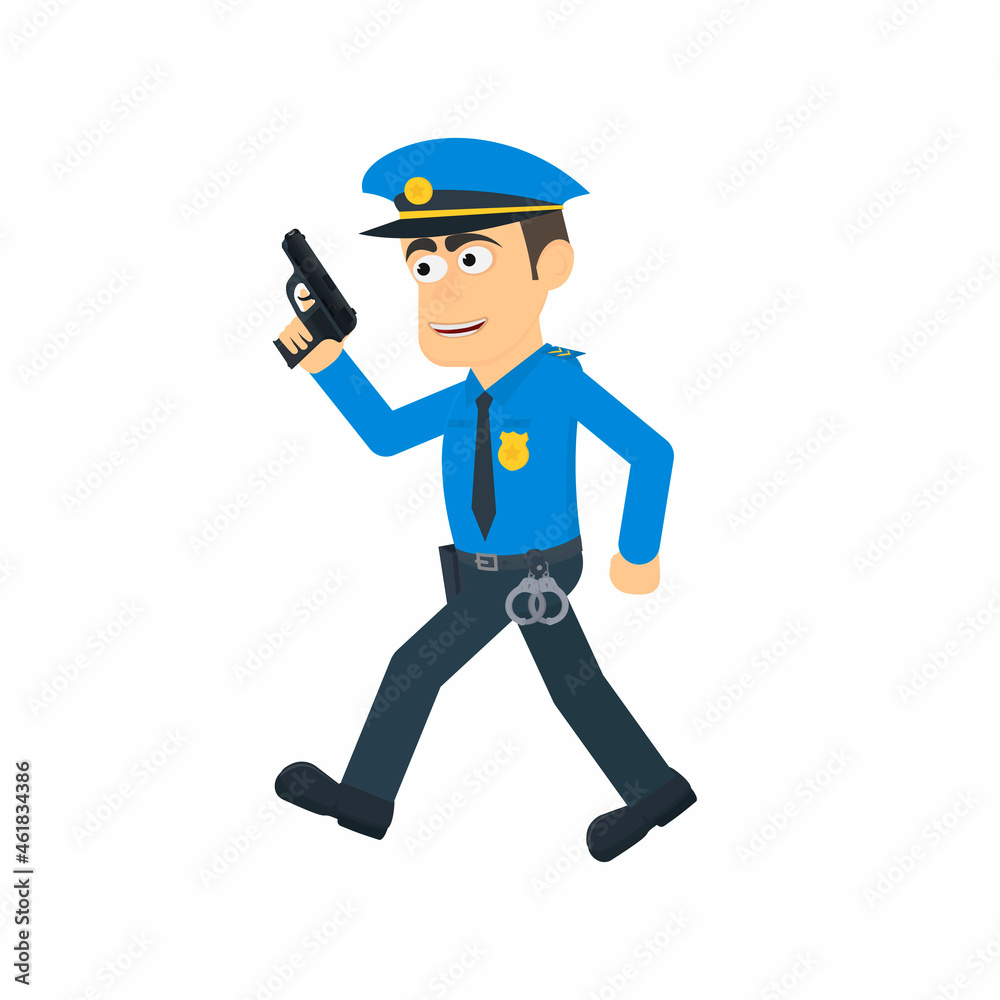 Policeman. A policeman with a gun, vector illustration
