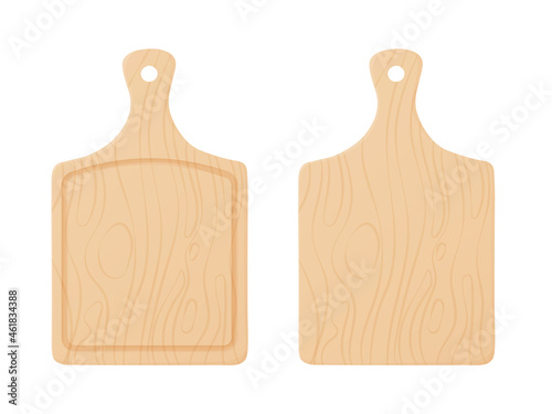 Set of wooden cutting boards with a handle. Isolated illustration on a white background.