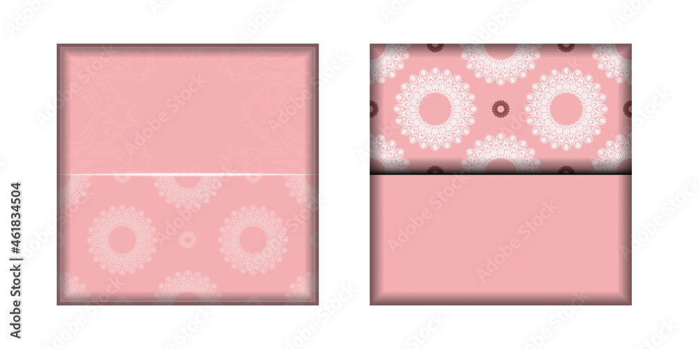 Brochure template in pink color with abstract white pattern prepared for printing. Brochure template in pink color with abstract white pattern prepared for printing.