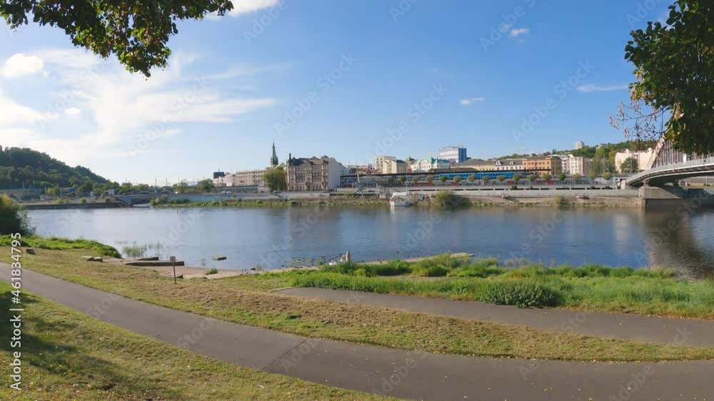 Usti nad Labem town Aussig city center Labe Elbe river, Czechia Usti nad Labem town Aussig city center Labe Elbe river, Czechia
