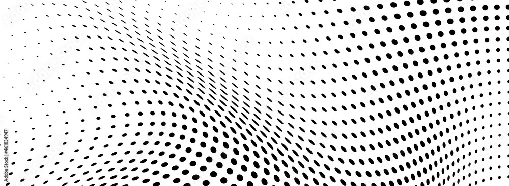 The halftone texture is monochrome. Chaotic waves of black dots on a white background The halftone texture is monochrome. Chaotic waves of black dots on a white background