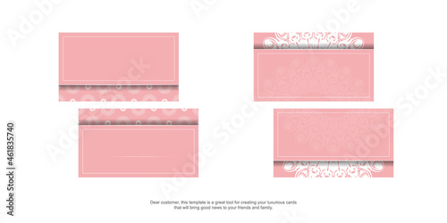 Pink business card template with luxurious white pattern for your brand.
