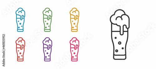 Set line Glass of beer icon isolated on white background. Happy Saint Patricks day. National Irish holiday. Set icons colorful. Vector