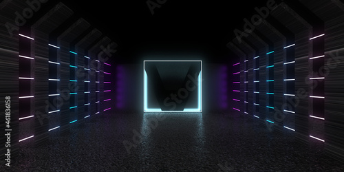 3D abstract background with neon lights. neon tunnel. .space construction . .3d illustration33